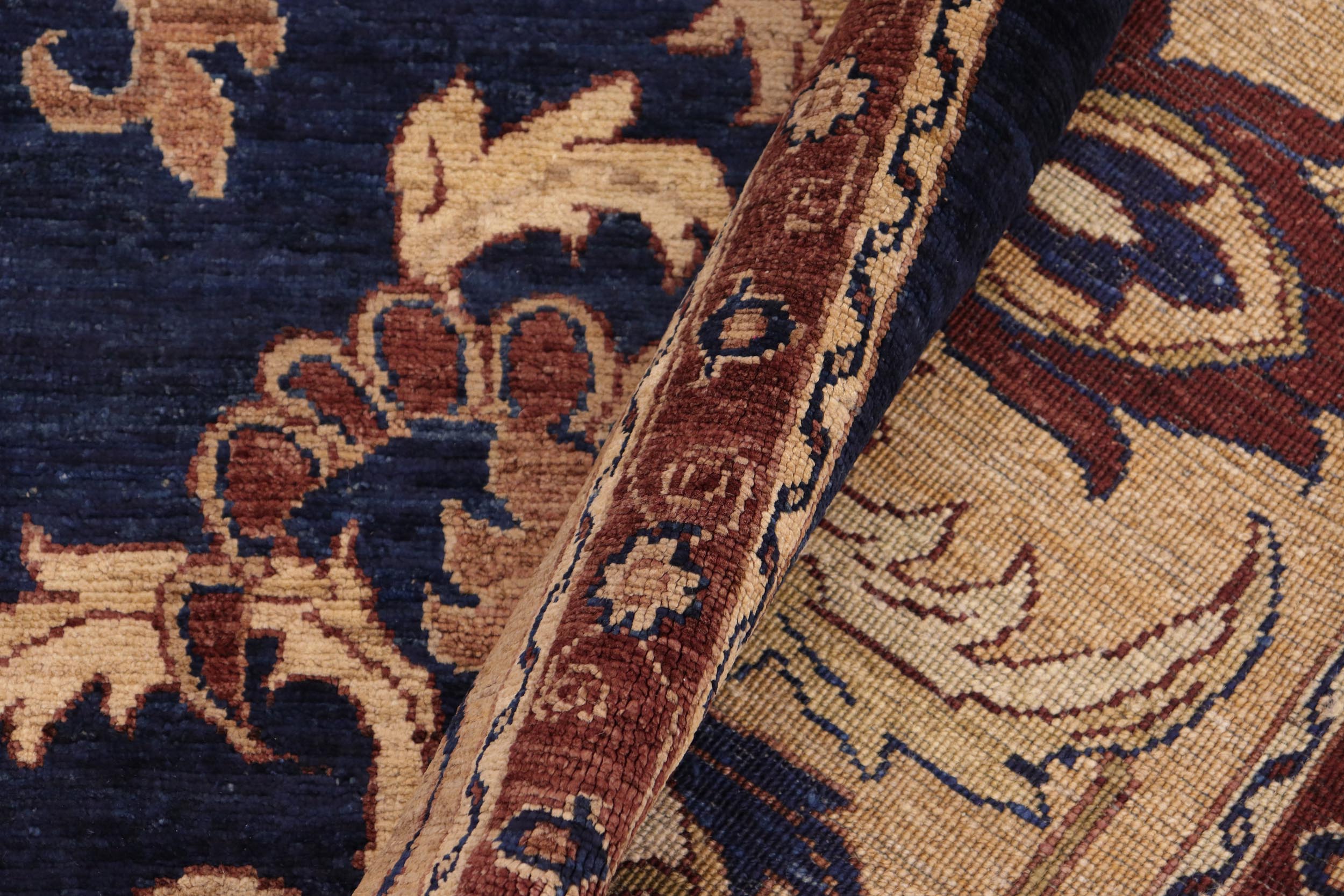 handmade Traditional Kafkaz Blue Tan Hand Knotted RECTANGLE 100% WOOL area rug 10x14