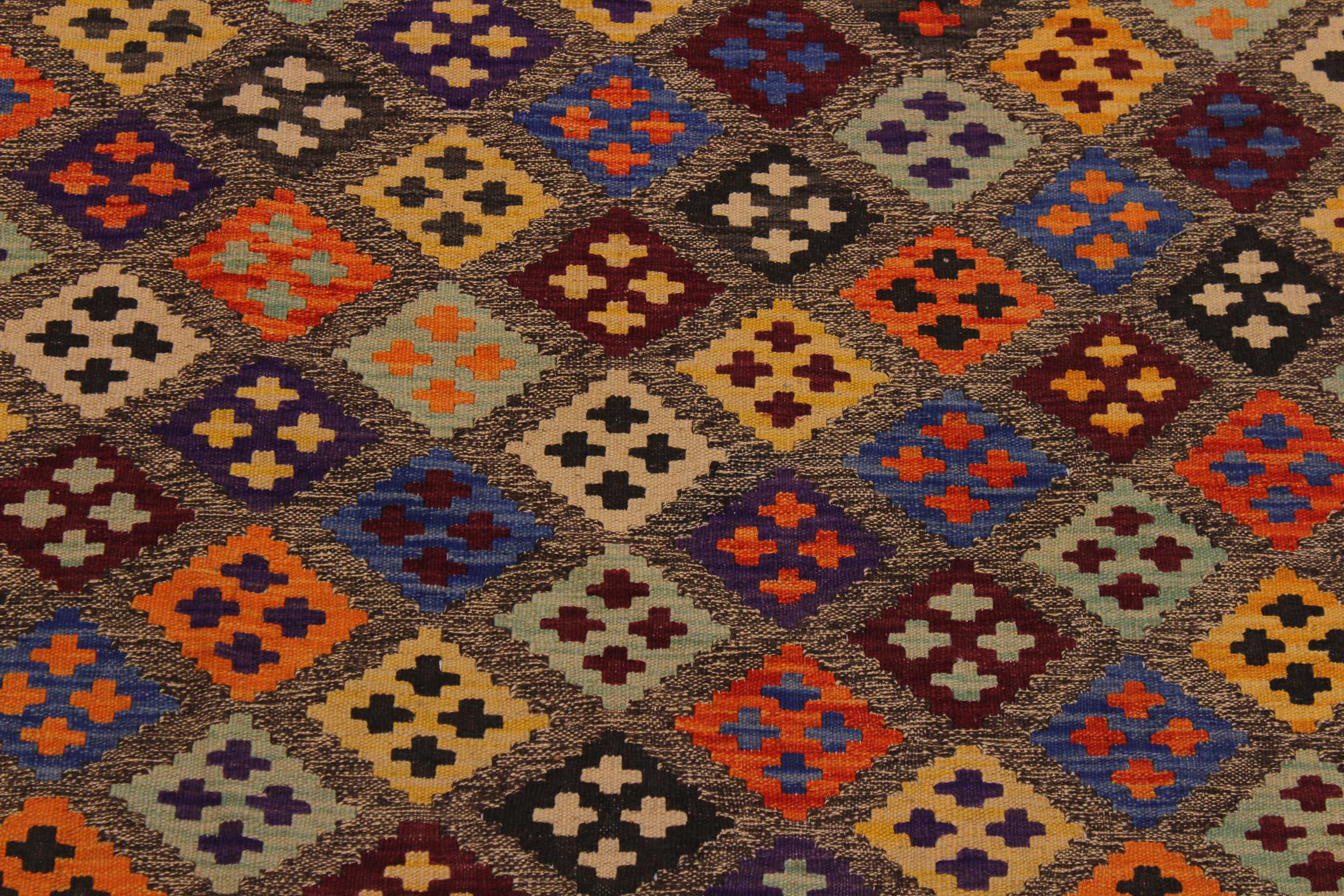 handmade Geometric Kilim Brown Tan Hand-Woven RECTANGLE 100% WOOL area rug 5x6