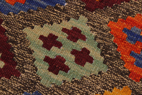 handmade Geometric Kilim Brown Tan Hand-Woven RECTANGLE 100% WOOL area rug 5x6