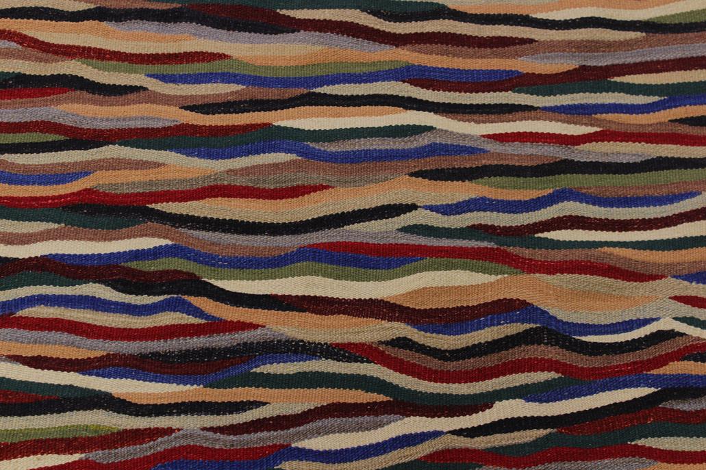 Flat Weave Kilim Antique Navaho Vintage handmade Modern Kilim Red Ivory Hand-Woven Rectangle 100% Wool Area Rug 5x7 