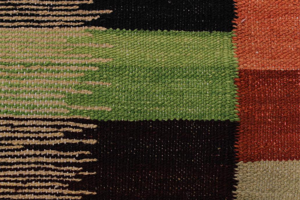 Flat Weave Kilim Antique Navaho Vintage handmade Modern Kilim Rust Gold Hand-Woven Rectangle 100% Wool Area Rug 6x8 