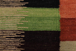 handmade Modern Kilim Rust Gold Hand-Woven RECTANGLE 100% WOOL area rug 6x8