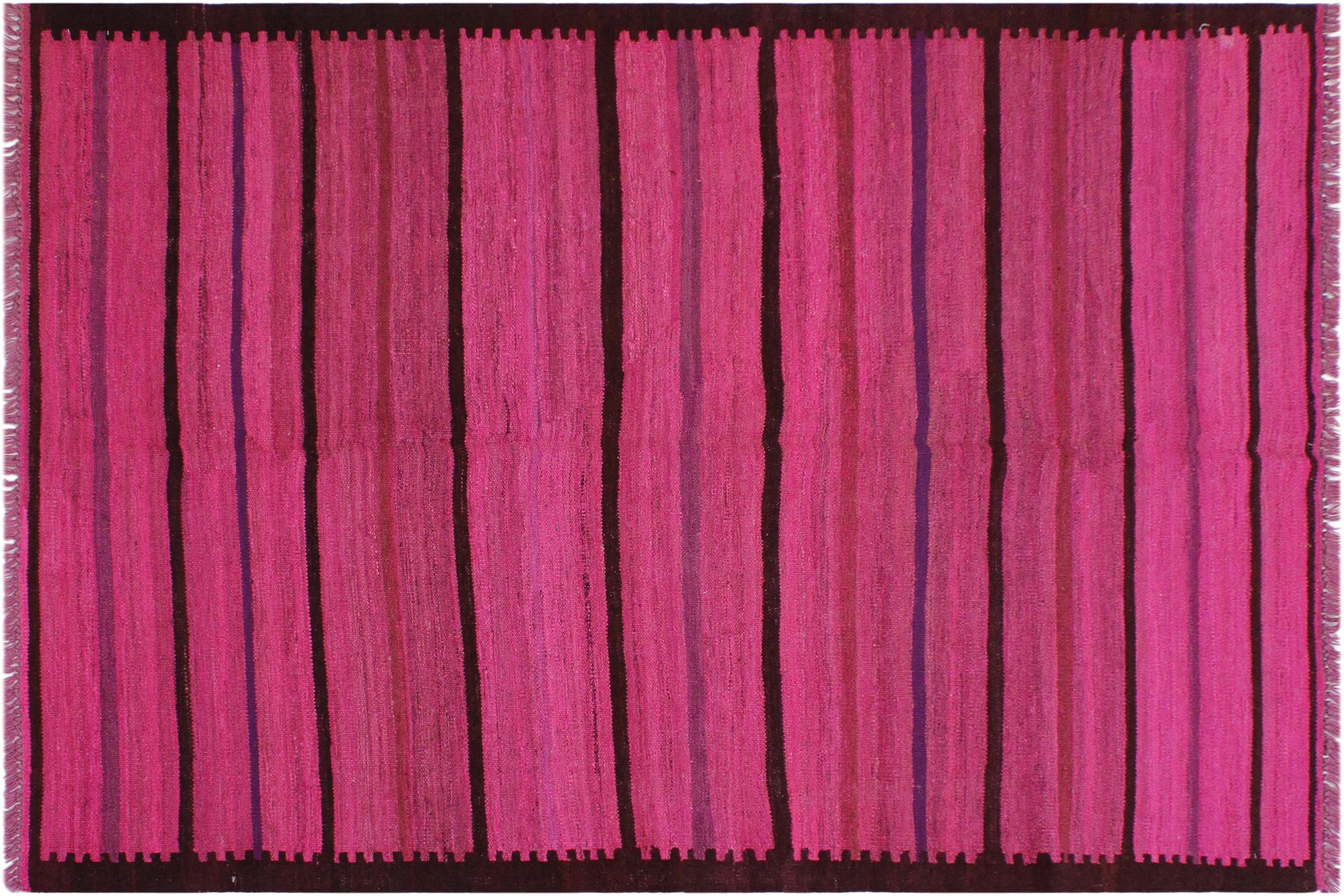 handmade Modern Kilim Pink Purple Hand-Woven RECTANGLE 100% WOOL area rug 5x7