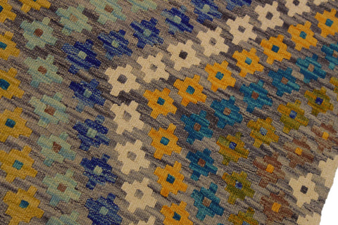 handmade Modern Kilim Ivory Gray Hand-Woven RECTANGLE 100% WOOL area rug 5x8