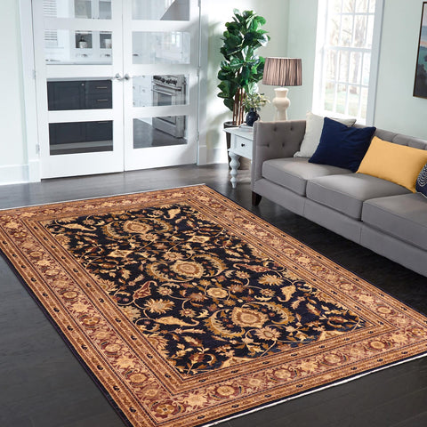 handmade Traditional Kafkaz Blue Brown Hand Knotted RECTANGLE 100% WOOL area rug 10x14