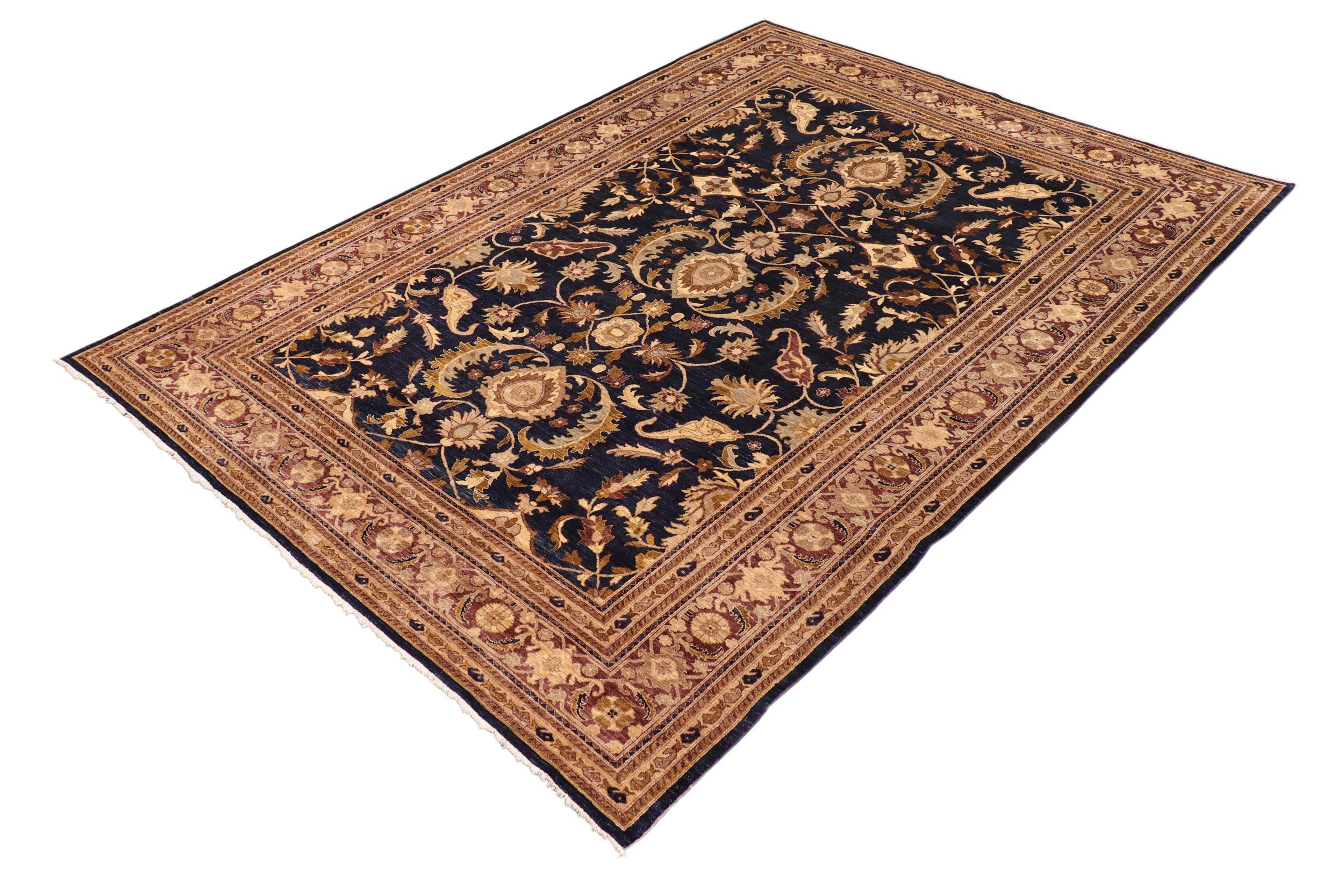 handmade Traditional Kafkaz Blue Brown Hand Knotted RECTANGLE 100% WOOL area rug 10x14