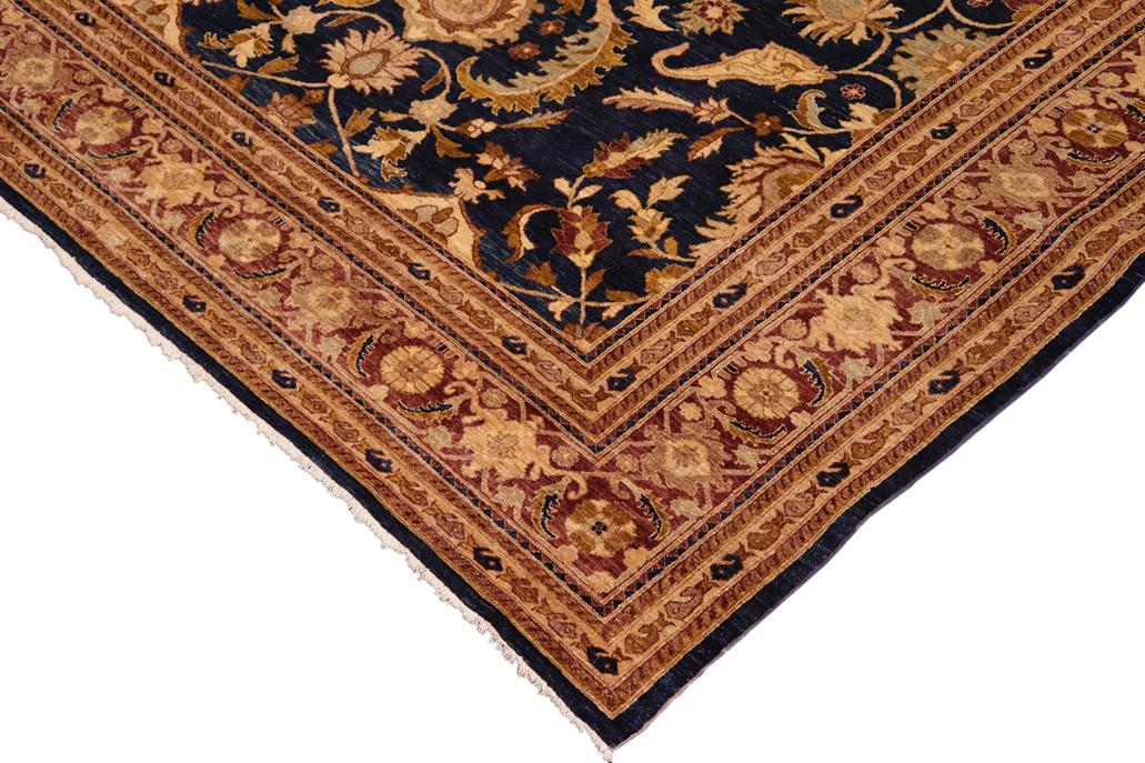 handmade Traditional Kafkaz Blue Brown Hand Knotted RECTANGLE 100% WOOL area rug 10 x 14