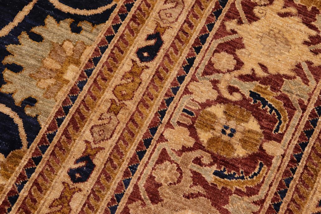 handmade Traditional Kafkaz Blue Brown Hand Knotted RECTANGLE 100% WOOL area rug 10 x 14