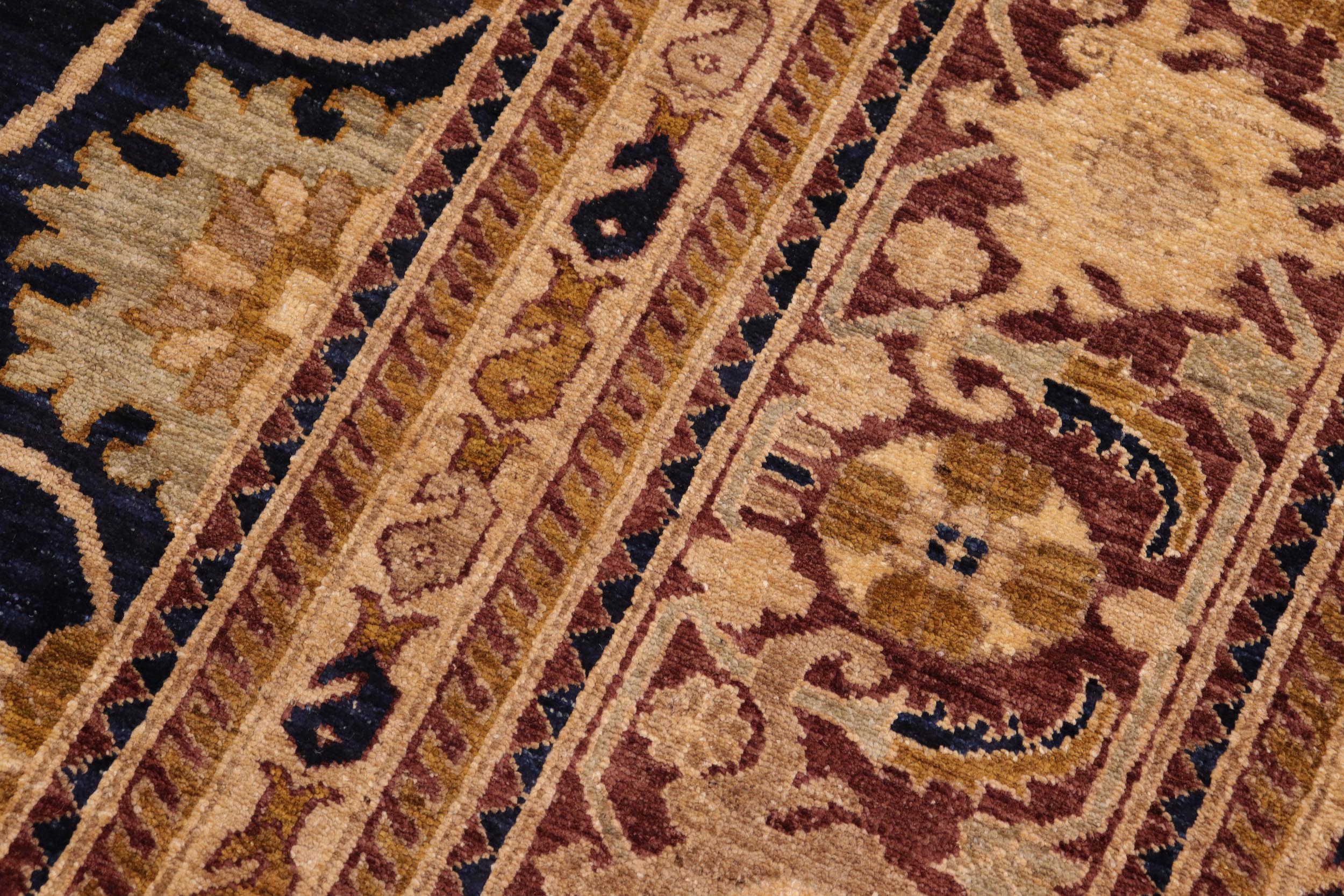 handmade Traditional Kafkaz Blue Brown Hand Knotted RECTANGLE 100% WOOL area rug 10x14