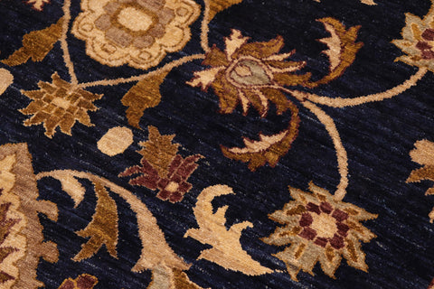 handmade Traditional Kafkaz Blue Brown Hand Knotted RECTANGLE 100% WOOL area rug 10x14
