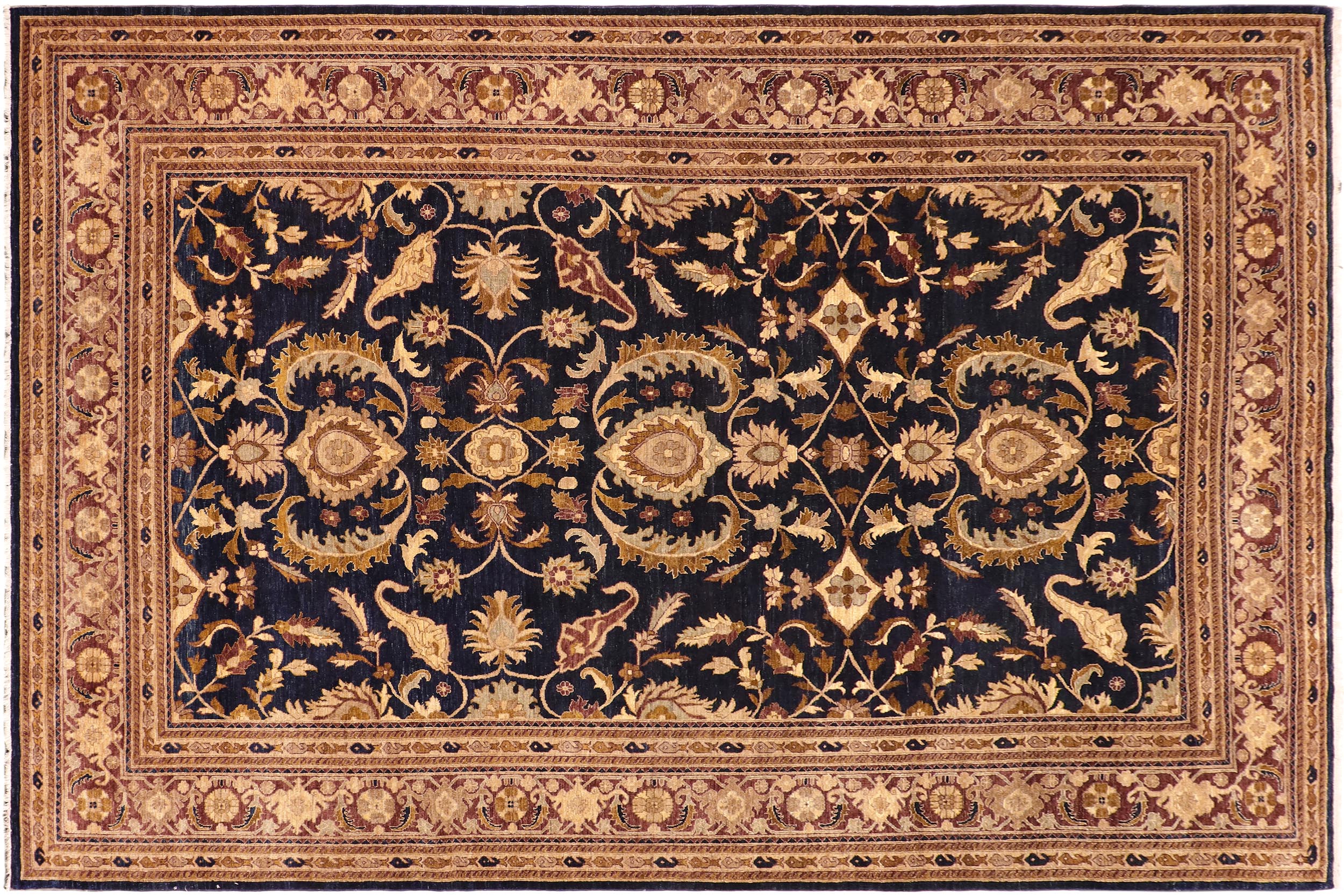 handmade Traditional Kafkaz Blue Brown Hand Knotted RECTANGLE 100% WOOL area rug 10x14