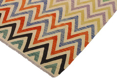 Flat Weave Kilim Antique Navaho Vintage handmade Modern Kilim Ivory Black Hand-Woven Rectangle 100% Wool Area Rug 9x11 