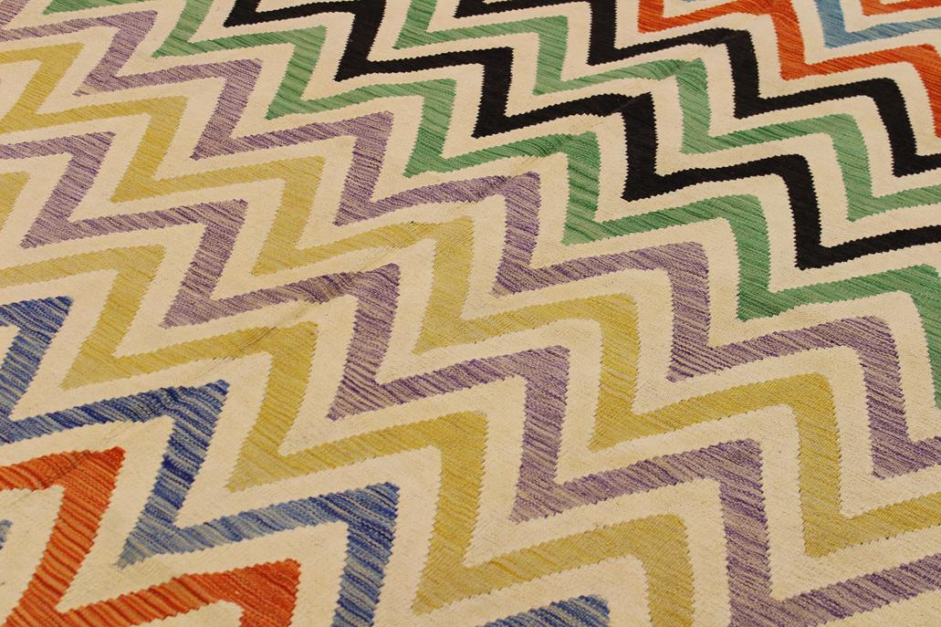 Flat Weave Kilim Antique Navaho Vintage handmade Modern Kilim Ivory Black Hand-Woven Rectangle 100% Wool Area Rug 9x11 