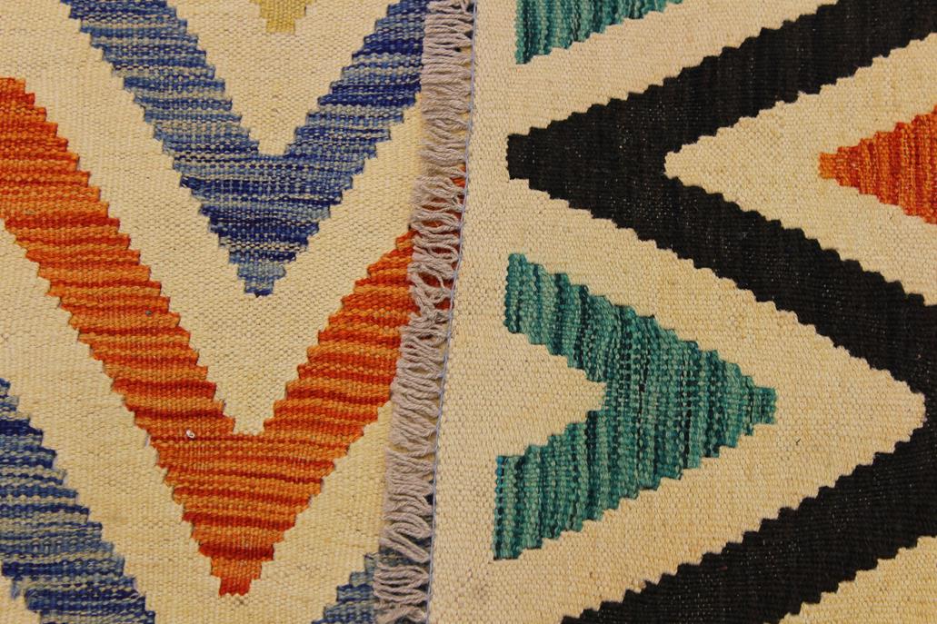 Flat Weave Kilim Antique Navaho Vintage handmade Modern Kilim Ivory Black Hand-Woven Rectangle 100% Wool Area Rug 9x11 