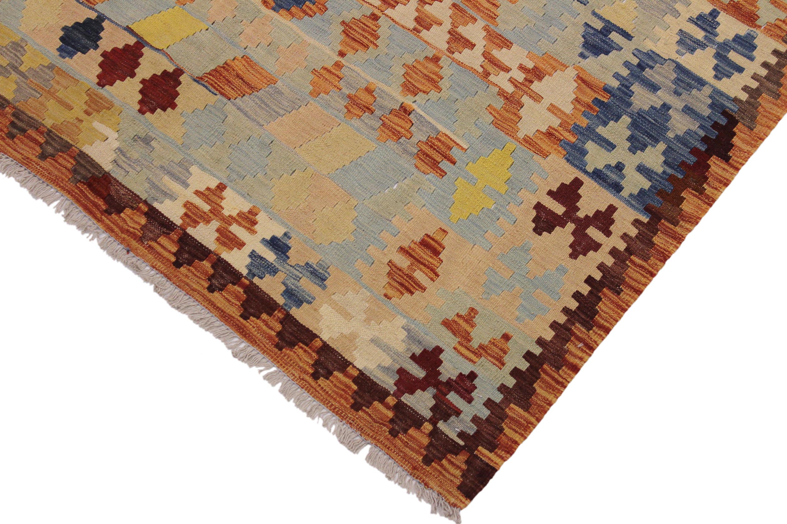 handmade Geometric Kilim Rust Tan Hand-Woven RECTANGLE 100% WOOL area rug 5 x 7