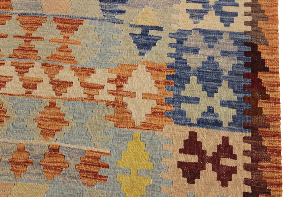 Flat Weave Kilim Antique Navaho Vintage handmade Geometric Kilim Rust Tan Hand-Woven Rectangle 100% Wool Area Rug 5x7 