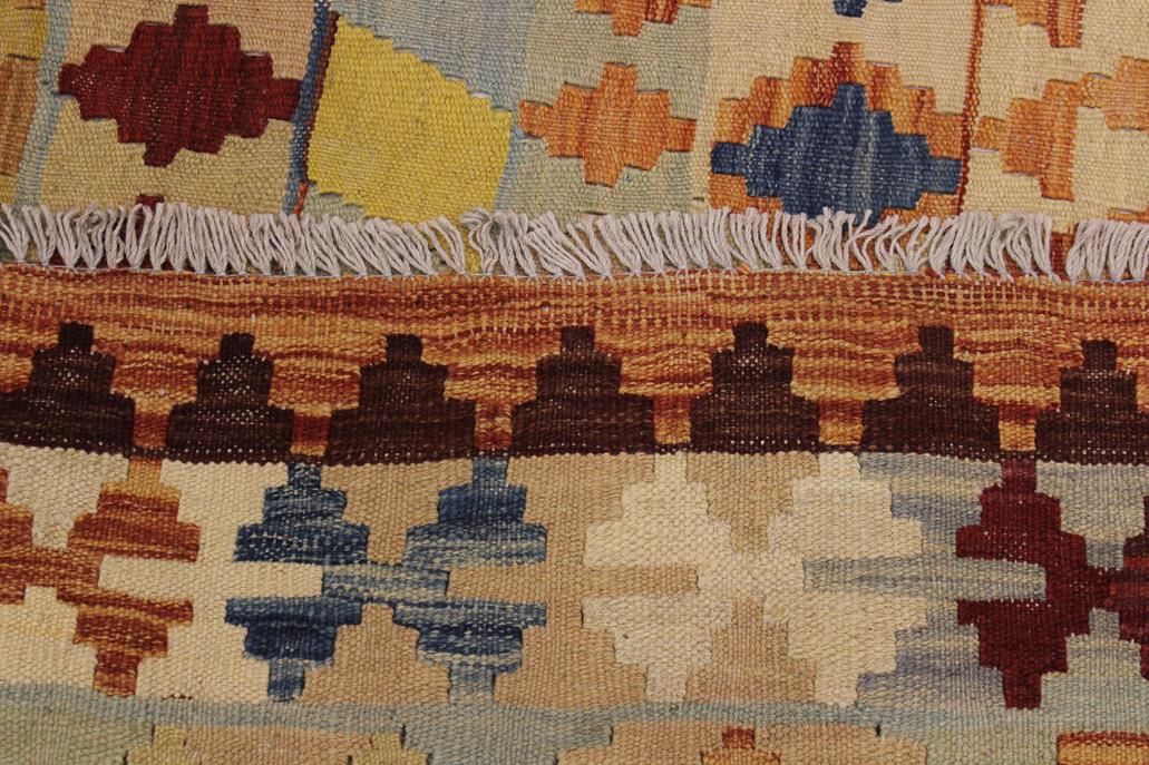 Flat Weave Kilim Antique Navaho Vintage handmade Geometric Kilim Rust Tan Hand-Woven Rectangle 100% Wool Area Rug 5x7 