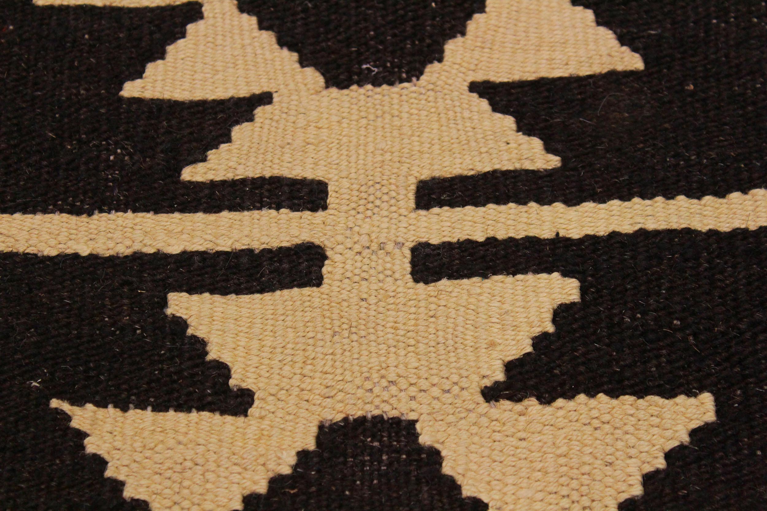 handmade Modern Kilim Brown Black Hand-Woven RECTANGLE 100% WOOL area rug 7' x 10'