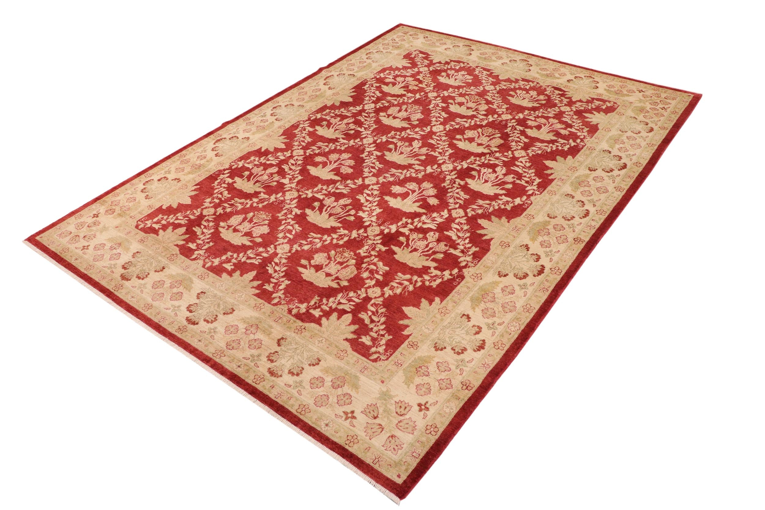 handmade Transitional Victoria Red Beige Hand Knotted RECTANGLE 100% WOOL area rug 10' x 14'
