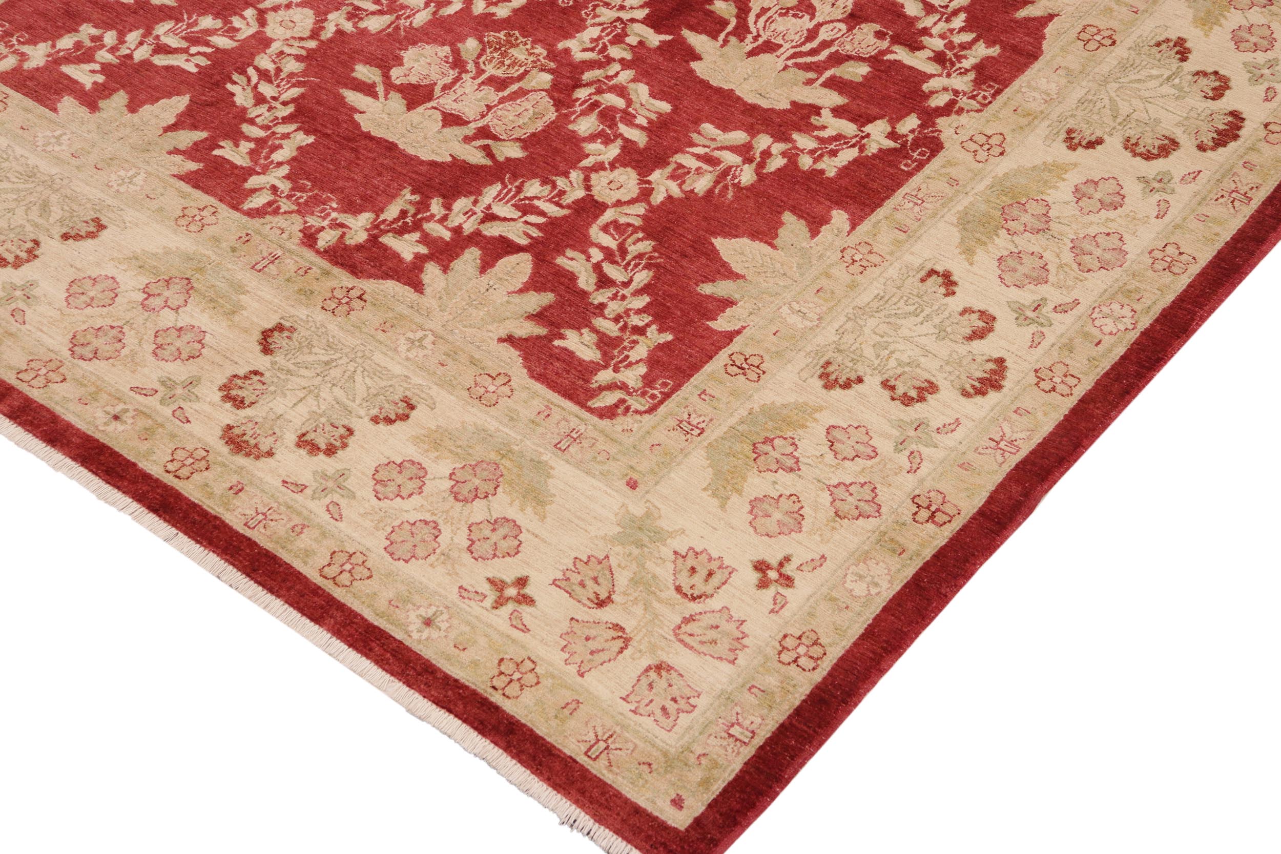handmade Transitional Victoria Red Beige Hand Knotted RECTANGLE 100% WOOL area rug 10' x 14'