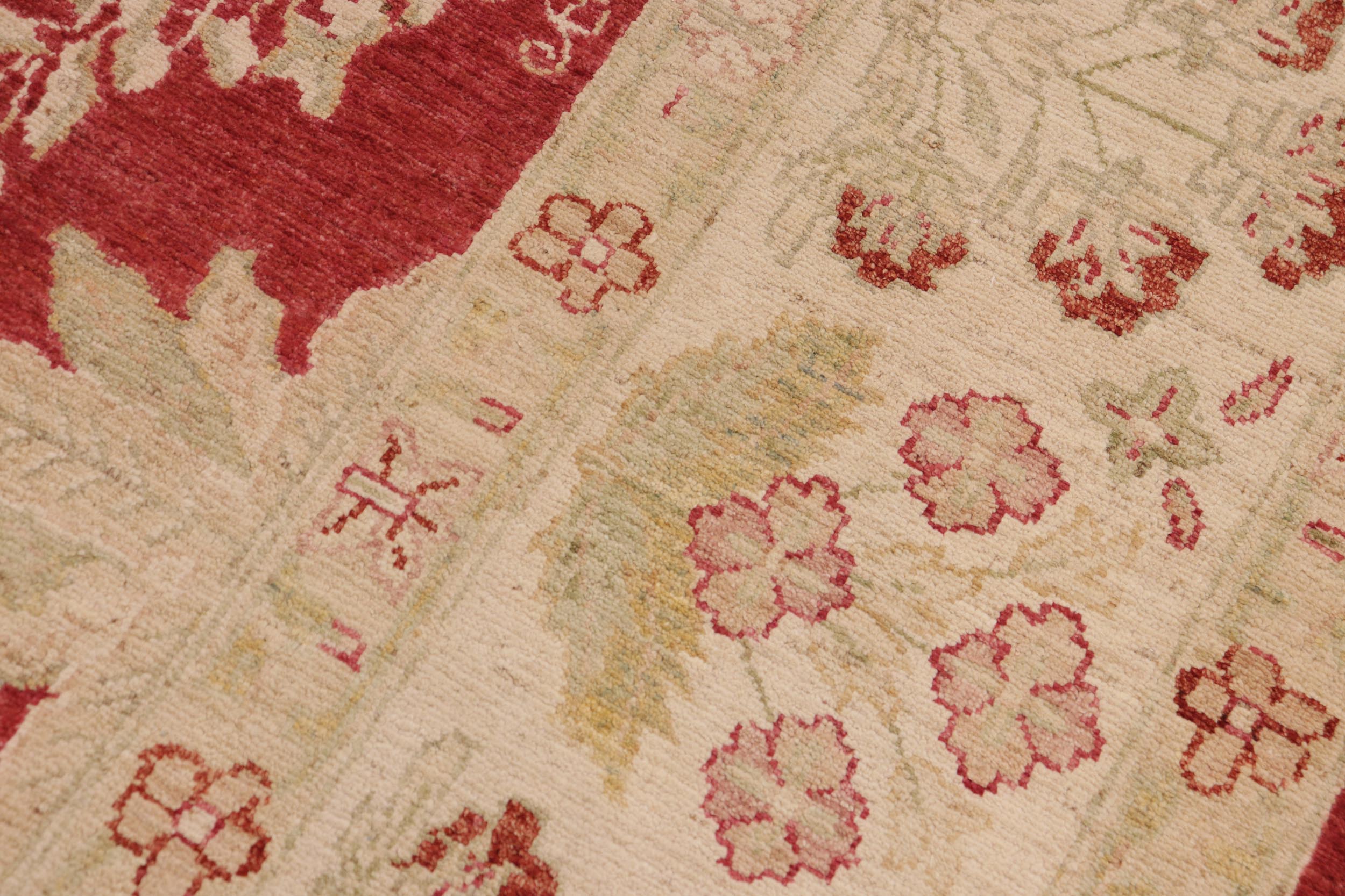 handmade Transitional Victoria Red Beige Hand Knotted RECTANGLE 100% WOOL area rug 10' x 14'