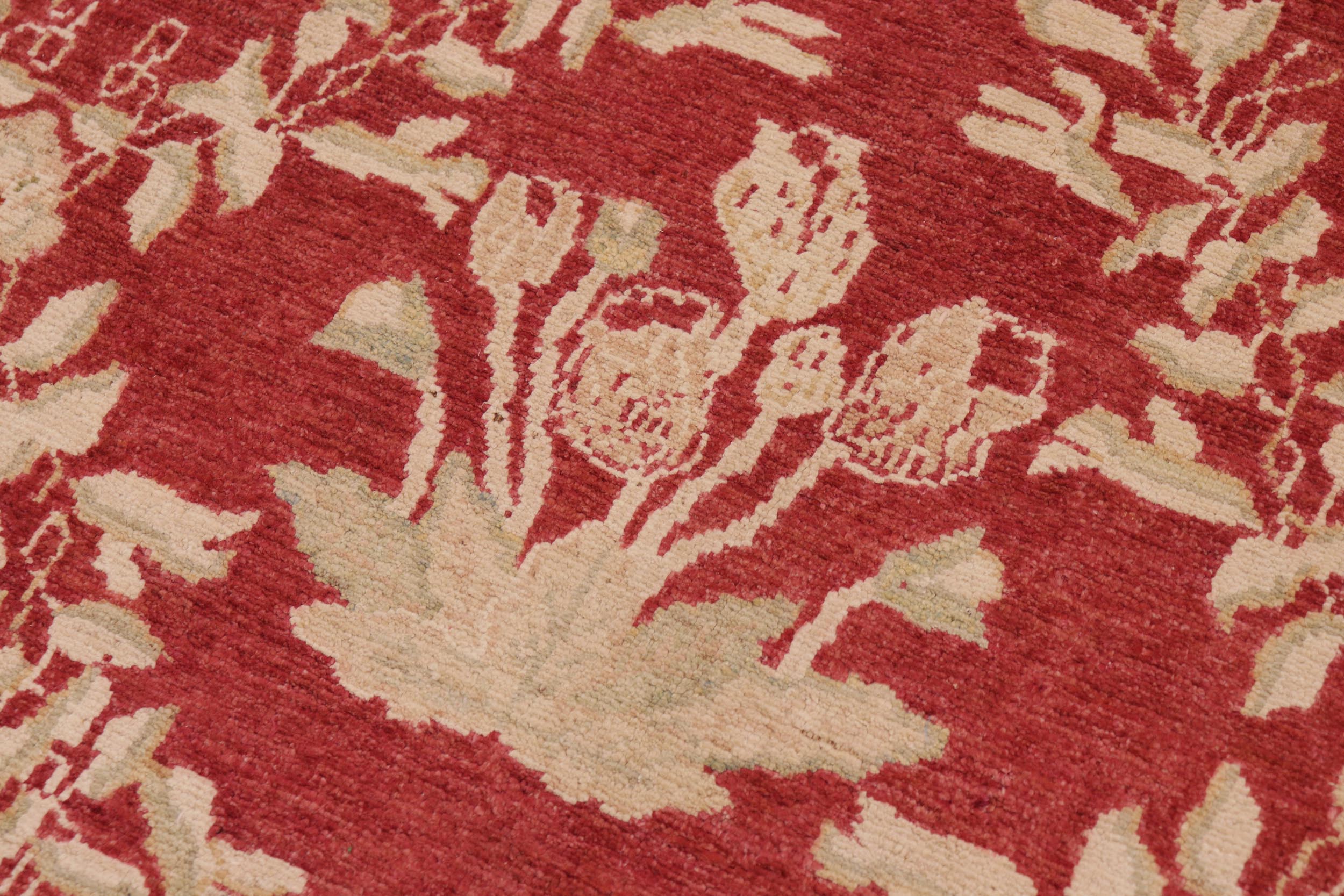 handmade Transitional Victoria Red Beige Hand Knotted RECTANGLE 100% WOOL area rug 10' x 14'