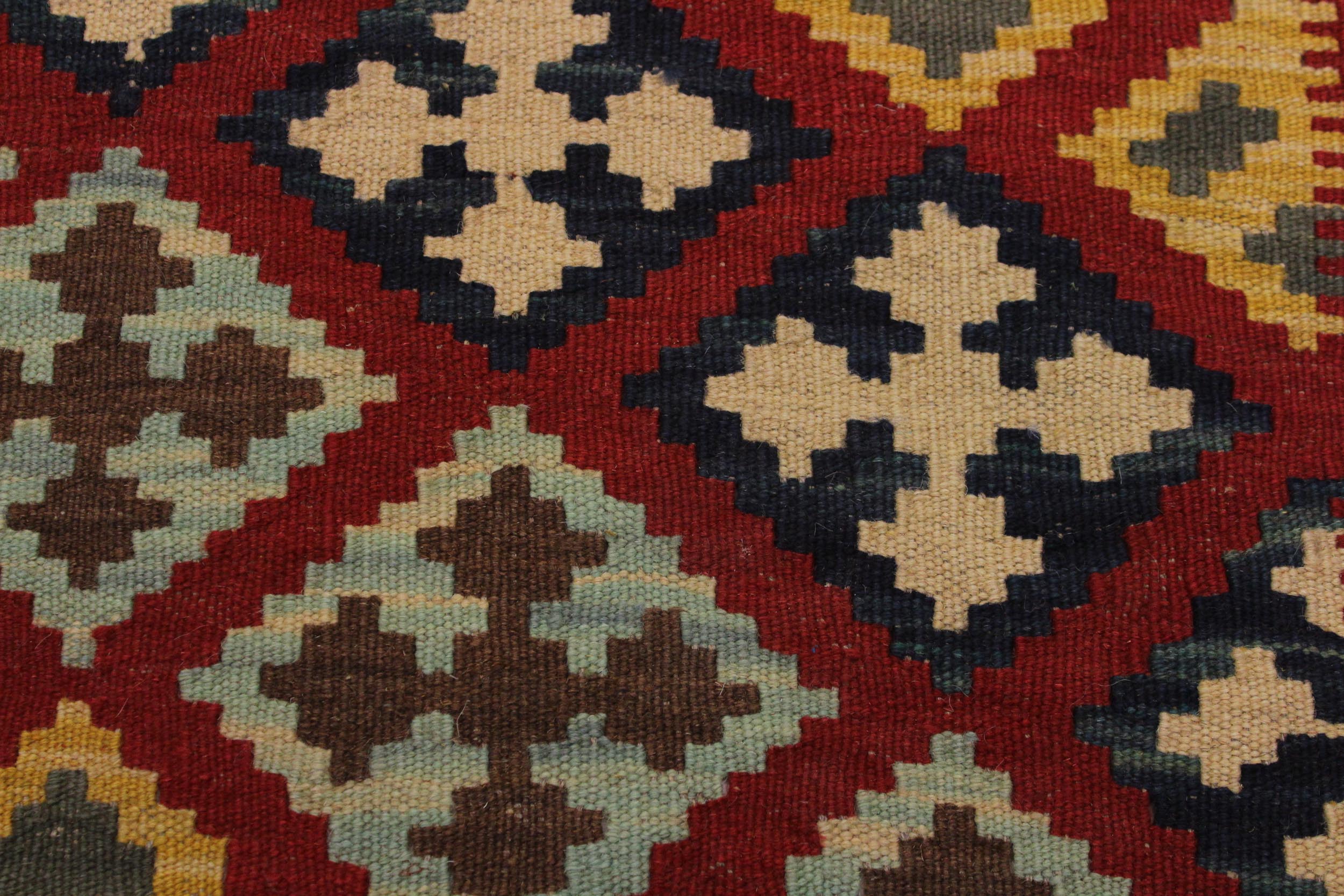 handmade Geometric Kilim Red Brown Hand-Woven RECTANGLE 100% WOOL area rug 4 x 5