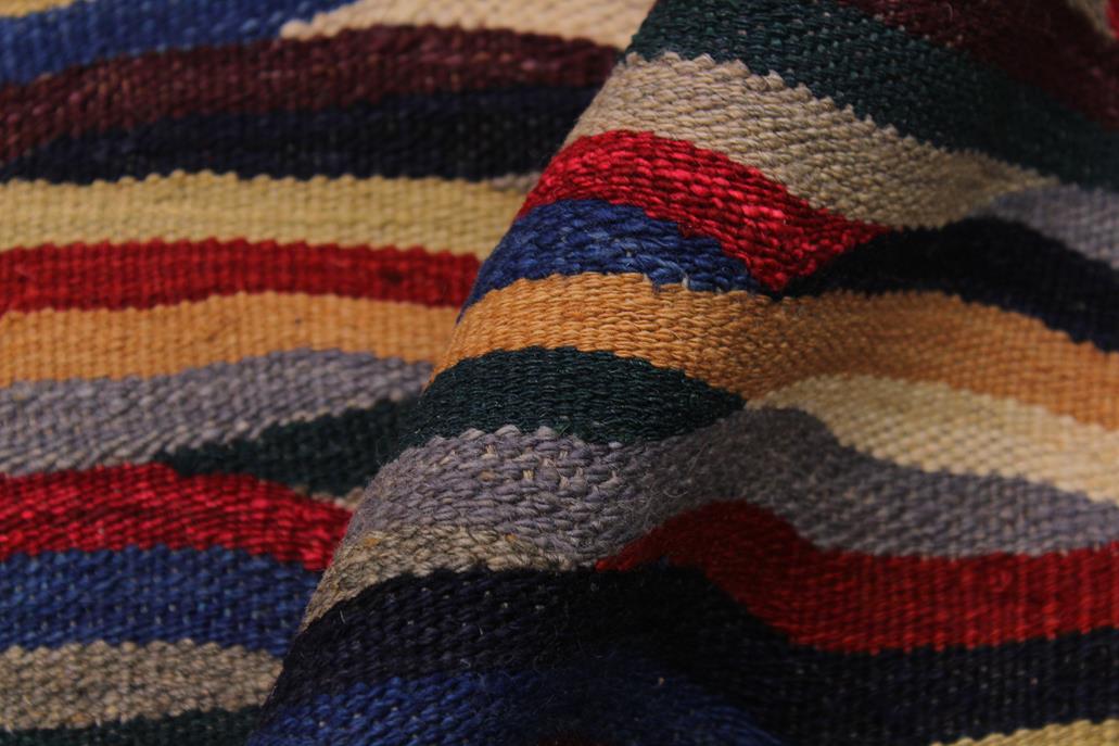 Flat Weave Kilim Antique Navaho Vintage handmade Modern Kilim Blue Red Hand-Woven Rectangle 100% Wool Area Rug 5x7 