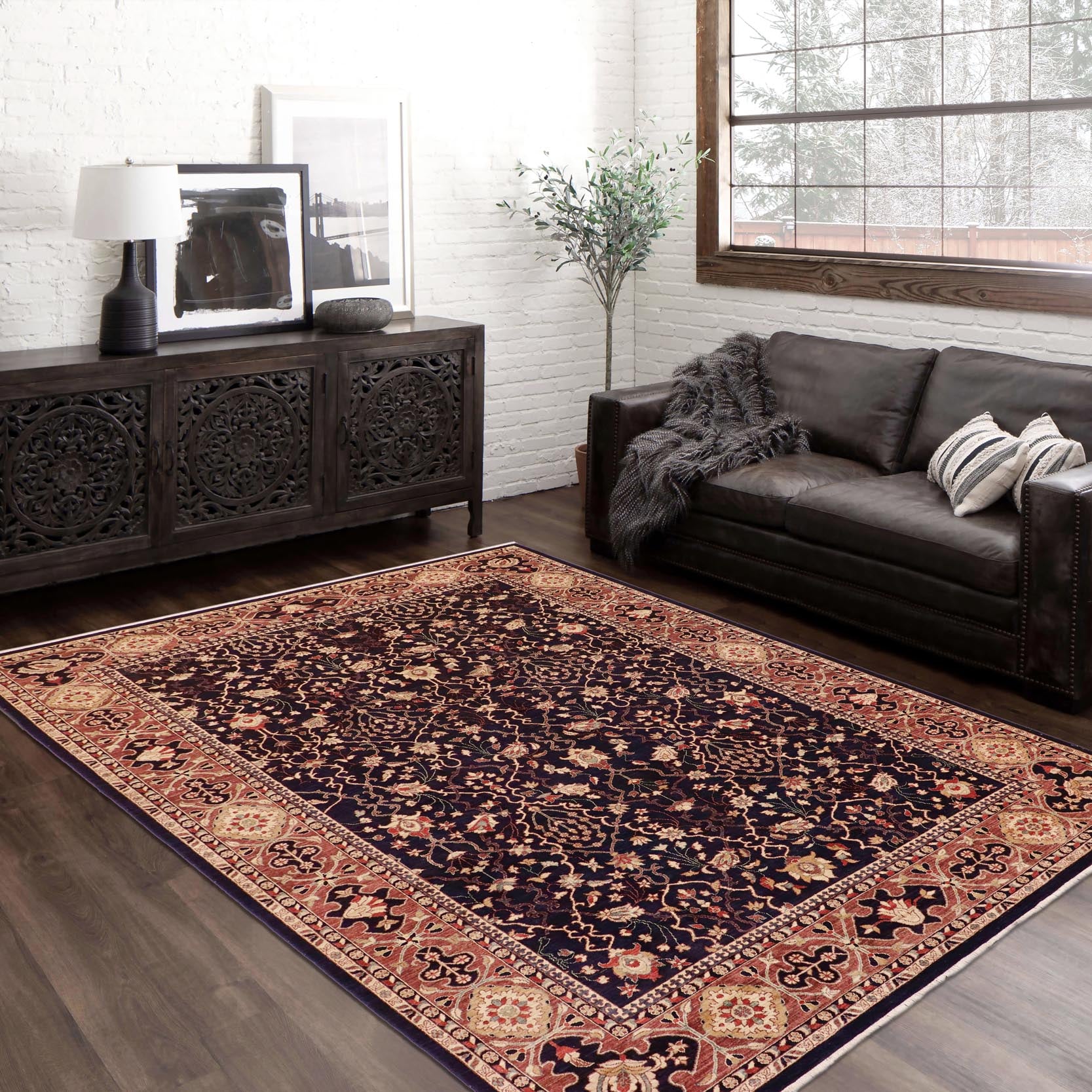 handmade Traditional Kafkaz Blue Brown Hand Knotted RECTANGLE 100% WOOL area rug 10x14