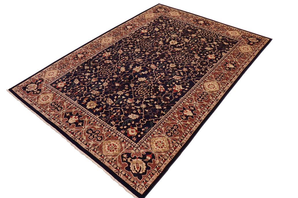 handmade Transitional Kafkaz Blue Brown Hand Knotted RECTANGLE 100% WOOL area rug 10 x 14