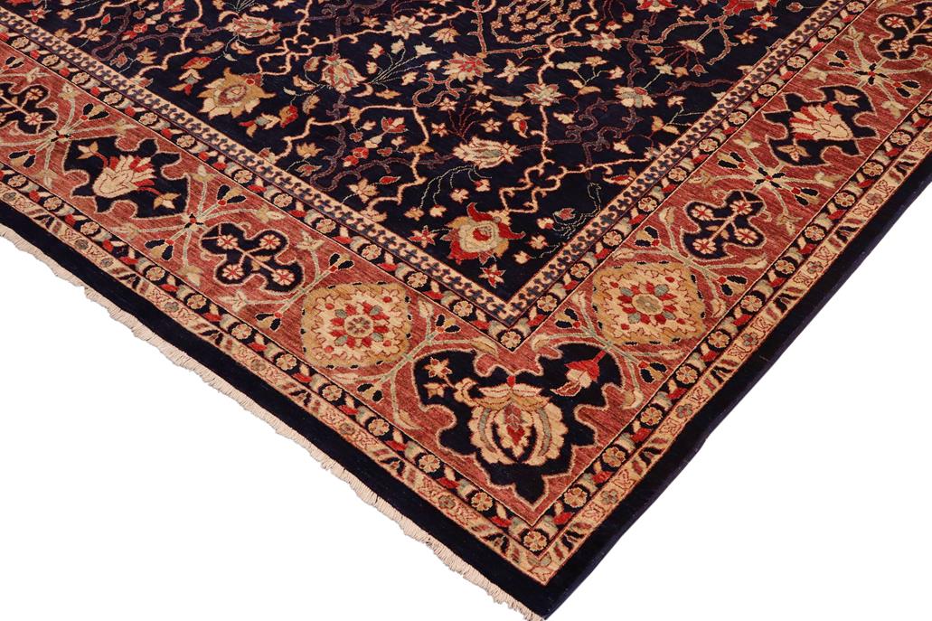 handmade Transitional Kafkaz Blue Brown Hand Knotted RECTANGLE 100% WOOL area rug 10 x 14