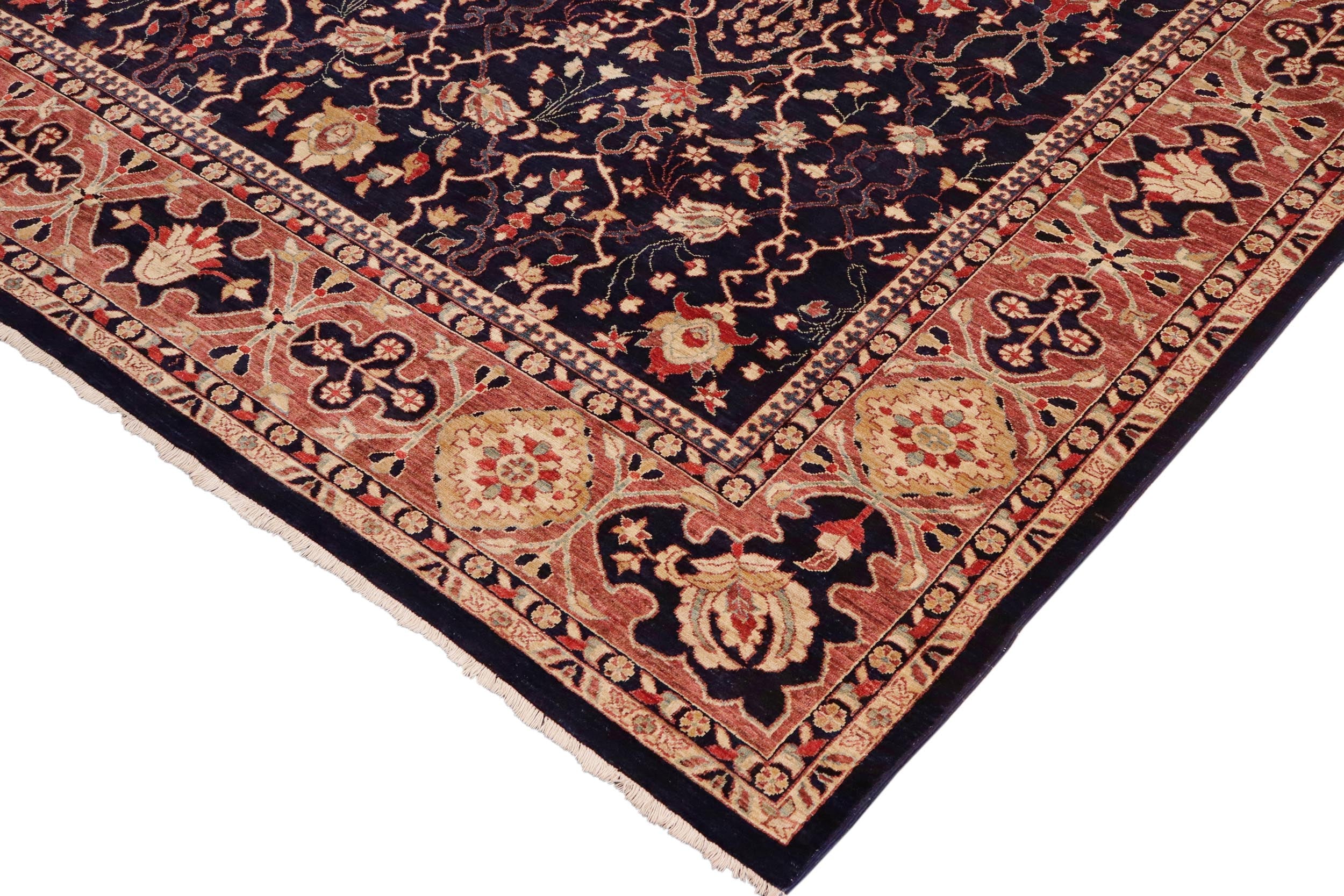 handmade Traditional Kafkaz Blue Brown Hand Knotted RECTANGLE 100% WOOL area rug 10x14