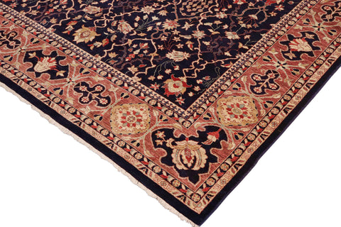 handmade Traditional Kafkaz Blue Brown Hand Knotted RECTANGLE 100% WOOL area rug 10x14