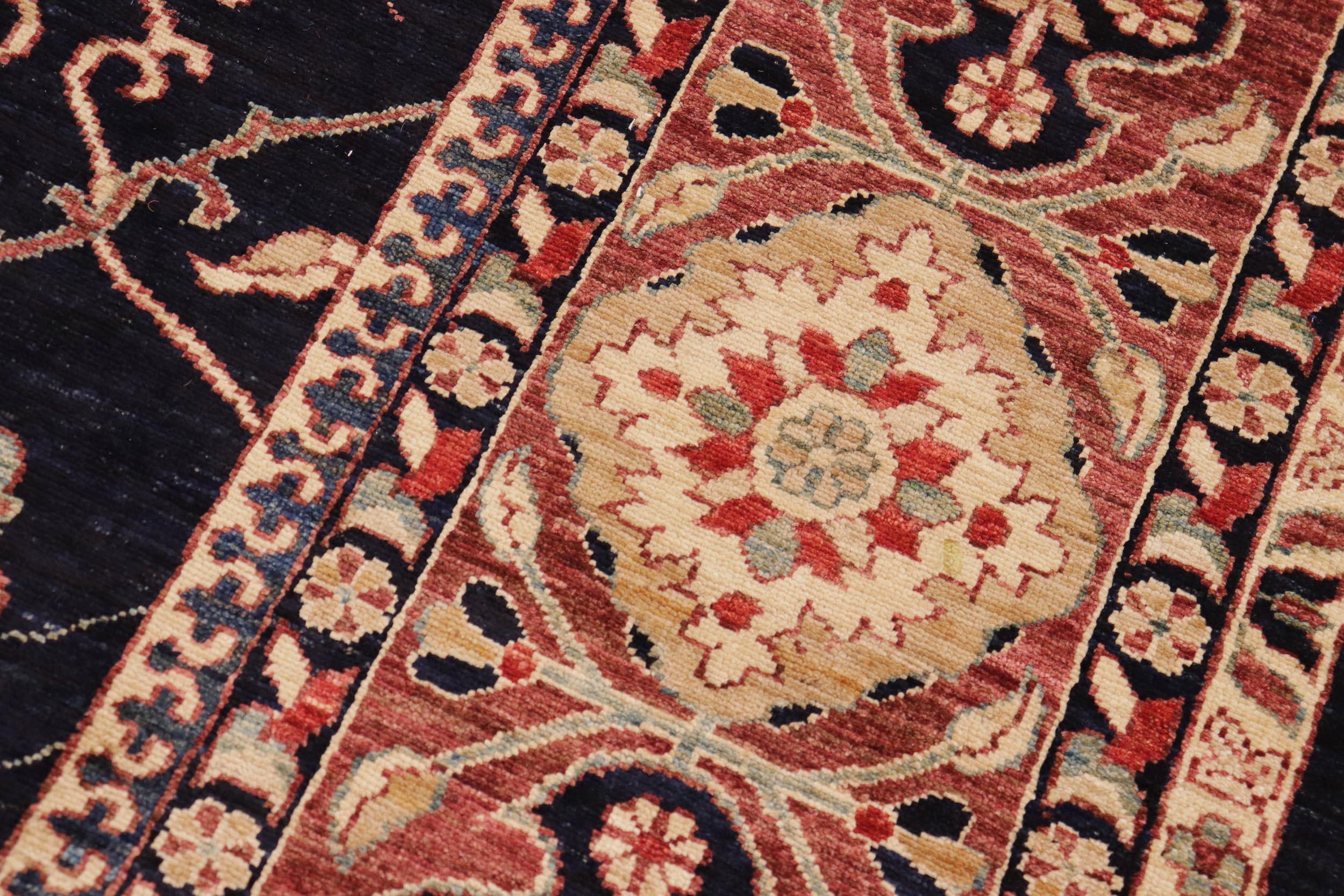 handmade Traditional Kafkaz Blue Brown Hand Knotted RECTANGLE 100% WOOL area rug 10x14