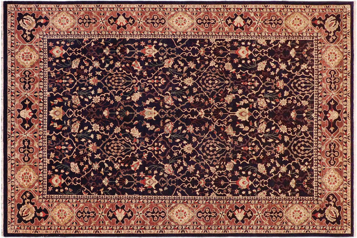 10x14 hand knotted Ziegler wool rug in blue and brown - Chic Ziegler Erma