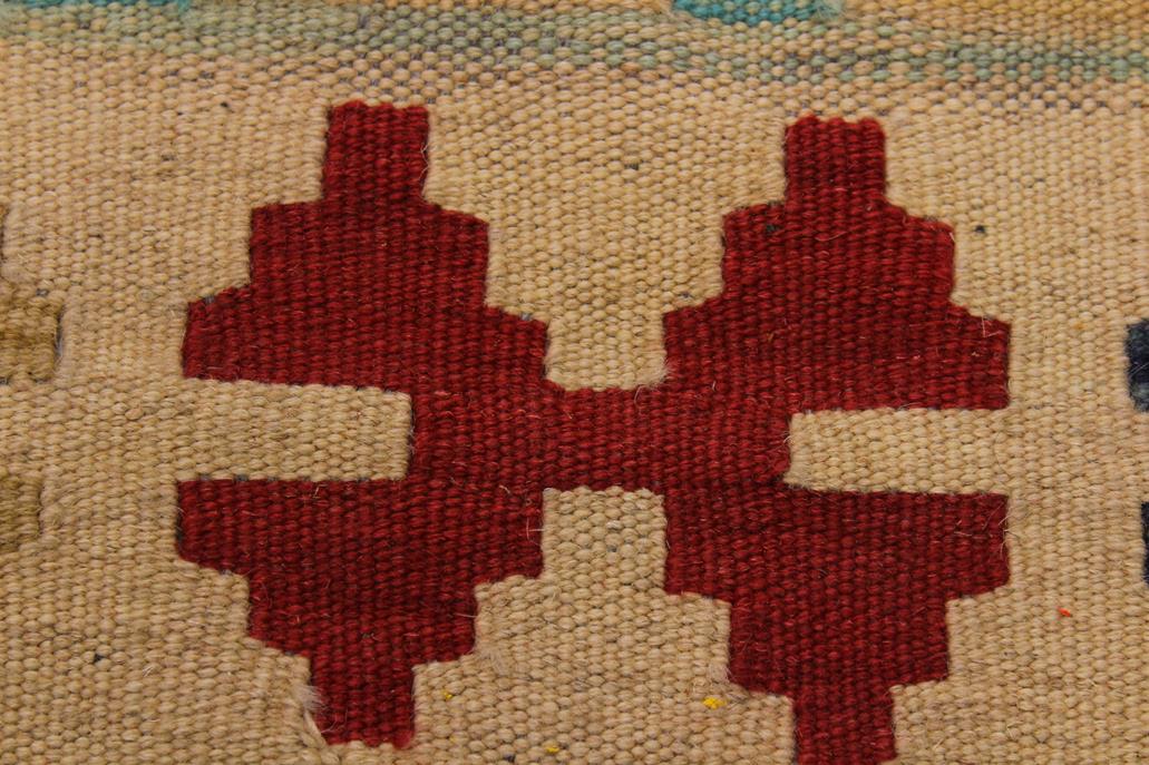 Flat Weave Kilim Antique Navaho Vintage handmade Geometric Kilim Beige Brown Hand-Woven Rectangle 100% Wool Area Rug 5x7 