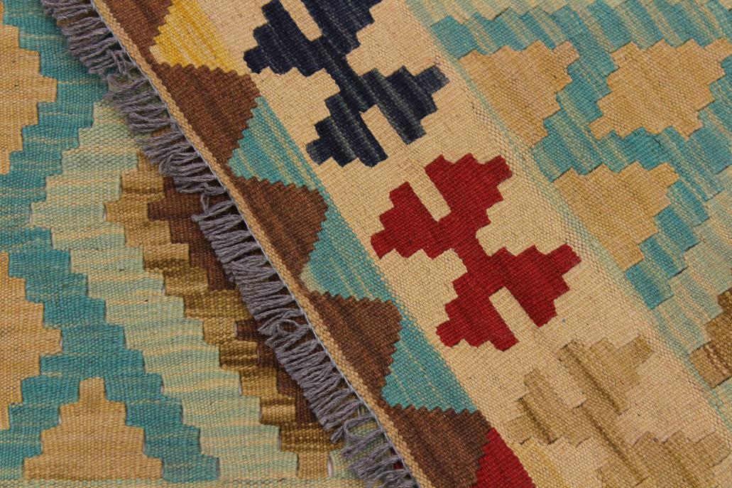 Flat Weave Kilim Antique Navaho Vintage handmade Geometric Kilim Beige Brown Hand-Woven Rectangle 100% Wool Area Rug 5x7 