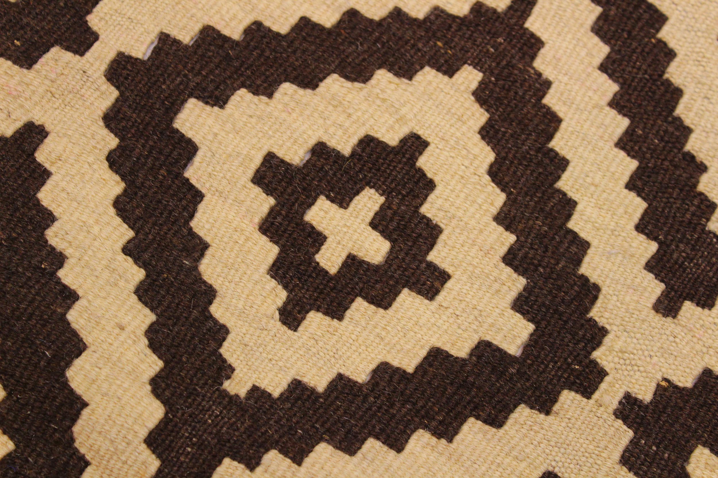 handmade Modern Kilim Beige Brown Hand-Woven RECTANGLE 100% WOOL area rug 4' x 7'