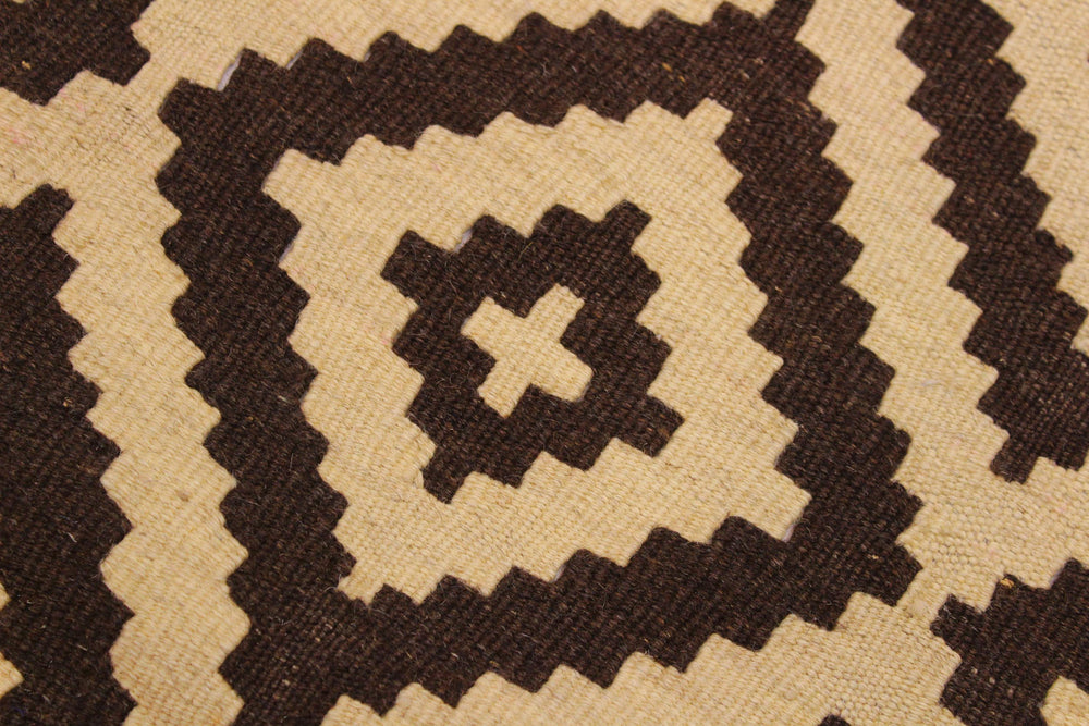 handmade Modern Kilim Beige Brown Hand-Woven RECTANGLE 100% WOOL area rug 4' x 7'