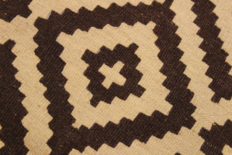 handmade Modern Kilim Beige Brown Hand-Woven RECTANGLE 100% WOOL area rug 4' x 7'
