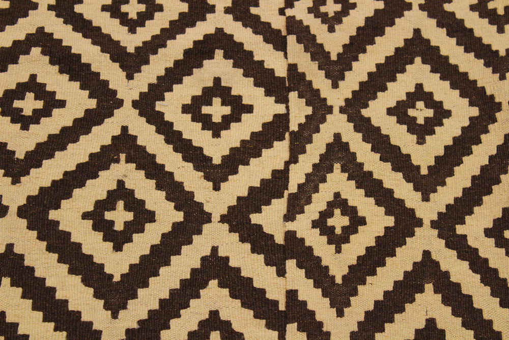 handmade Modern Kilim Beige Brown Hand-Woven RECTANGLE 100% WOOL area rug 4' x 7'