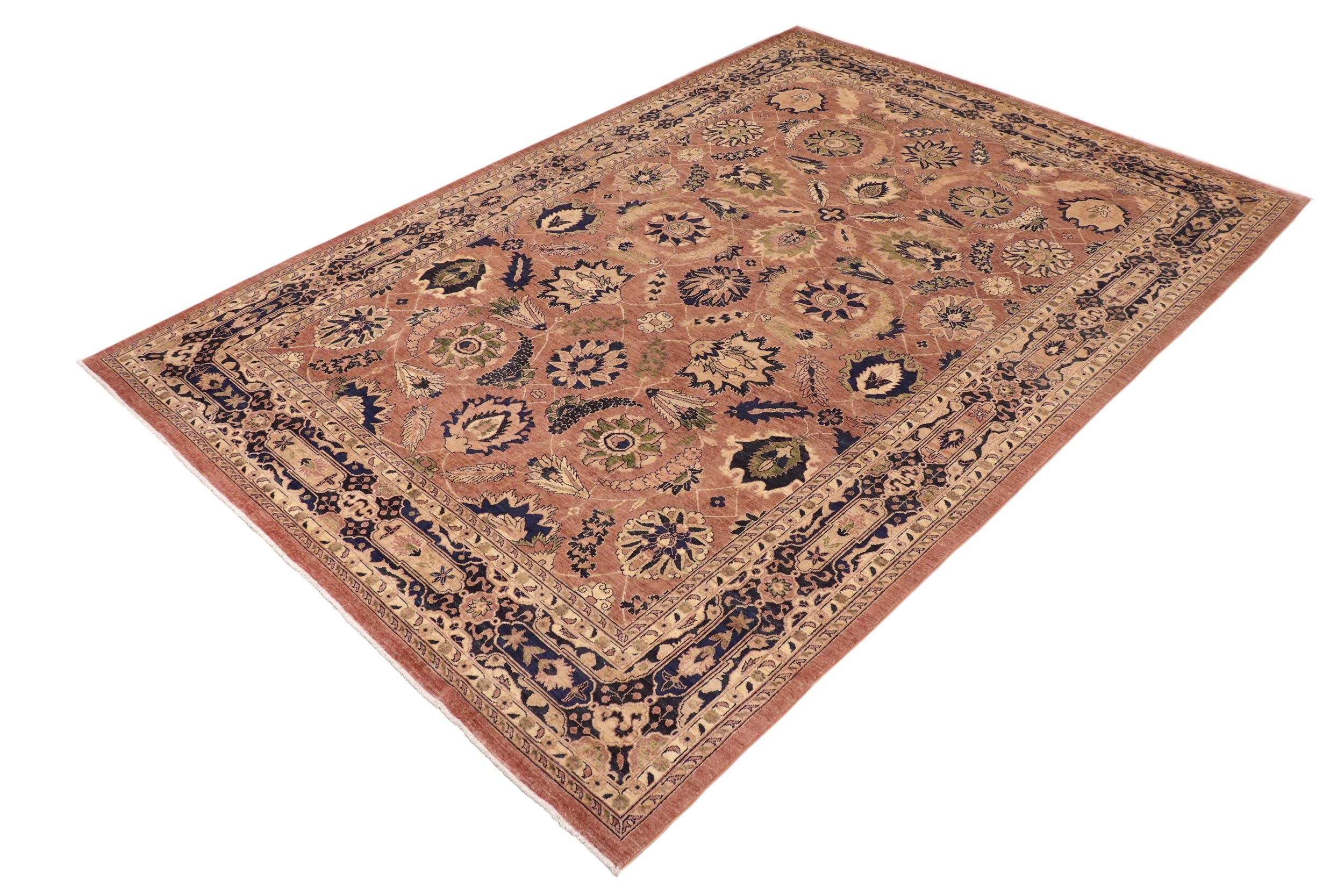 handmade Traditional Kafkaz Orange Blue Hand Knotted RECTANGLE 100% WOOL area rug 10x14