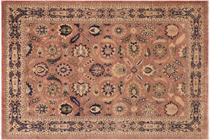10x14 hand knotted Ziegler wool rug in orange and blue - Classic Ziegler Blanca