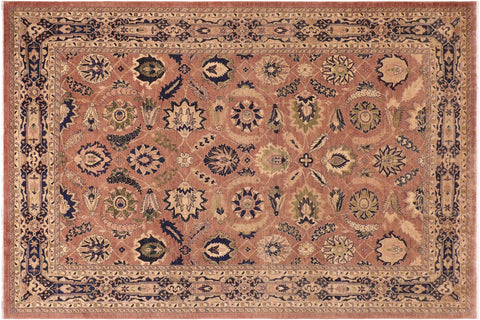 handmade Traditional Kafkaz Orange Blue Hand Knotted RECTANGLE 100% WOOL area rug 10x14