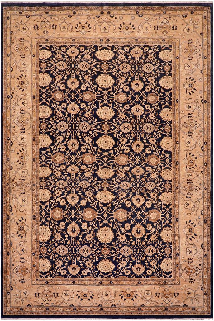 handmade Transitional Kafkaz Drk. Blue Tan Hand Knotted RECTANGLE 100% WOOL area rug 10 x 14