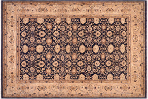 10x14 hand knotted transitional wool rug in blue and tan - Oriental Myra