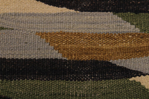 handmade Modern Kilim Beige Green Hand-Woven RECTANGLE 100% WOOL area rug 6x8
