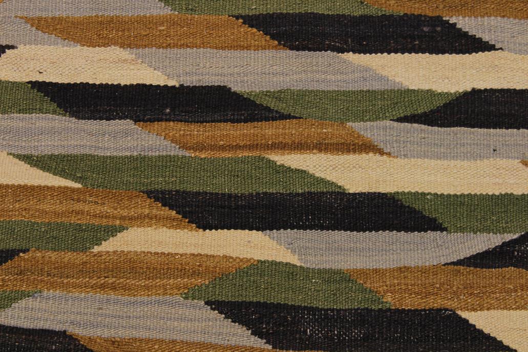 Flat Weave Kilim Antique Navaho Vintage handmade Modern Kilim Beige Green Hand-Woven Rectangle 100% Wool Area Rug 6x8 