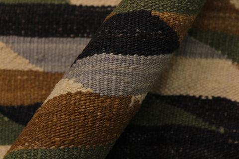 handmade Modern Kilim Beige Green Hand-Woven RECTANGLE 100% WOOL area rug 6x8