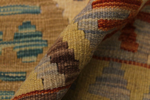 handmade Geometric Kilim Beige Rust Hand-Woven RECTANGLE 100% WOOL area rug 5 x 7